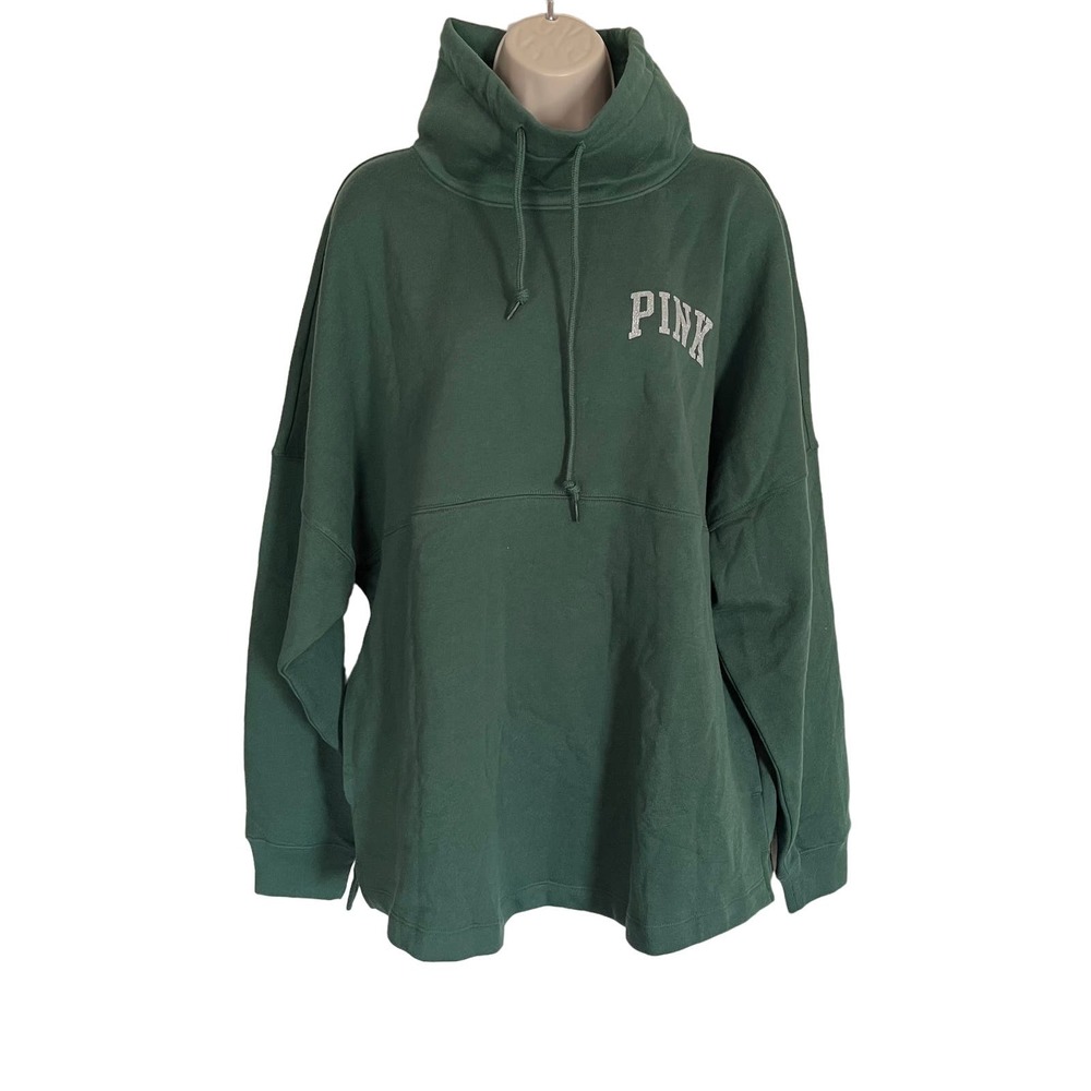 PINK Victoria's Secret Women's Funnel Sweatshirt Size Large Green NWT